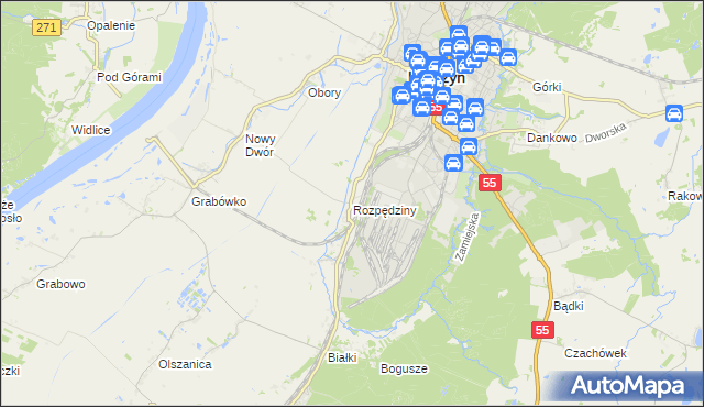 mapa Rozpędziny, Rozpędziny na mapie Targeo