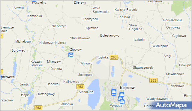mapa Roztoka gmina Kleczew, Roztoka gmina Kleczew na mapie Targeo