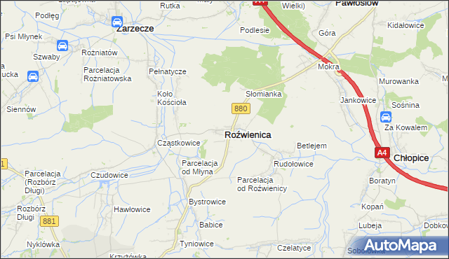 mapa Roźwienica, Roźwienica na mapie Targeo