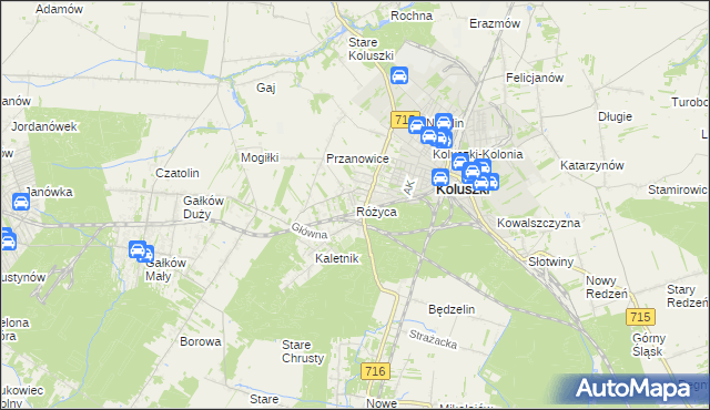 mapa Różyca, Różyca na mapie Targeo