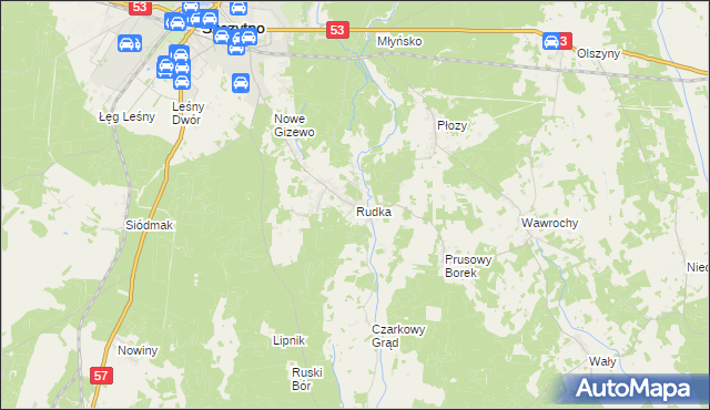 mapa Rudka gmina Szczytno, Rudka gmina Szczytno na mapie Targeo