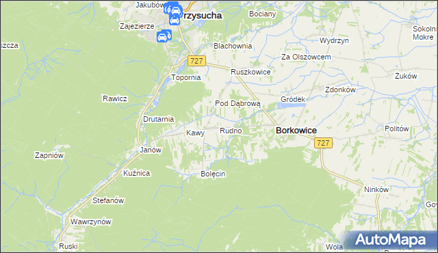 mapa Rudno gmina Borkowice, Rudno gmina Borkowice na mapie Targeo