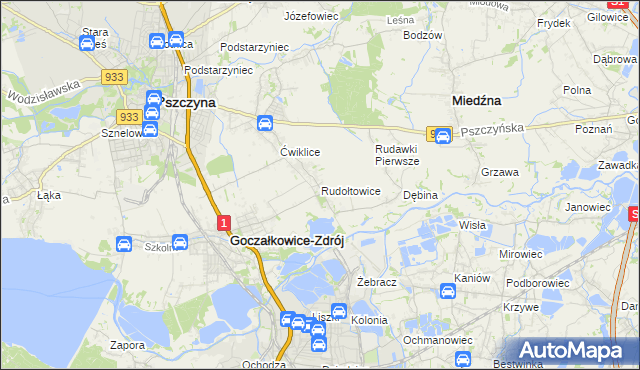 mapa Rudołtowice, Rudołtowice na mapie Targeo