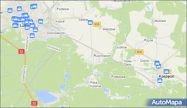 mapa Rusinowice, Rusinowice na mapie Targeo