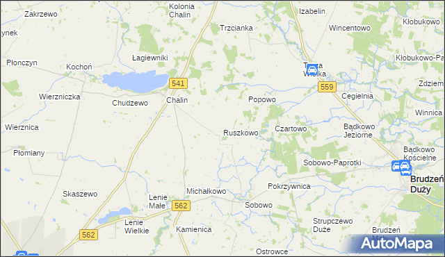 mapa Ruszkowo gmina Dobrzyń nad Wisłą, Ruszkowo gmina Dobrzyń nad Wisłą na mapie Targeo