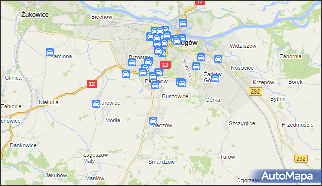 mapa Ruszowice gmina Głogów, Ruszowice gmina Głogów na mapie Targeo