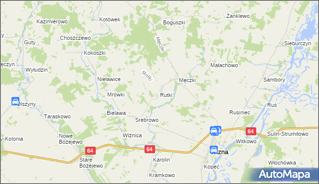 mapa Rutki gmina Wizna, Rutki gmina Wizna na mapie Targeo