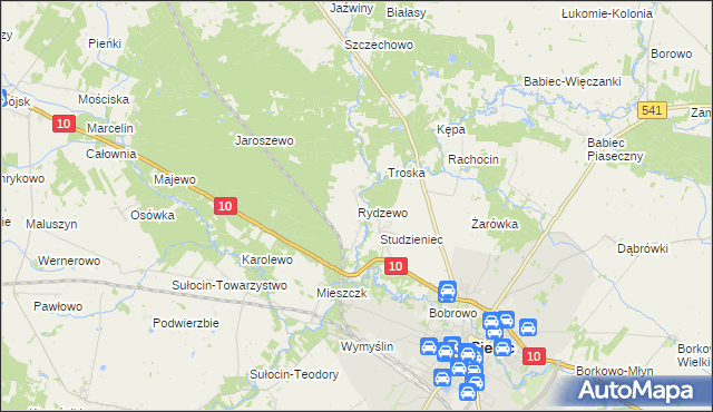 mapa Rydzewo gmina Sierpc, Rydzewo gmina Sierpc na mapie Targeo