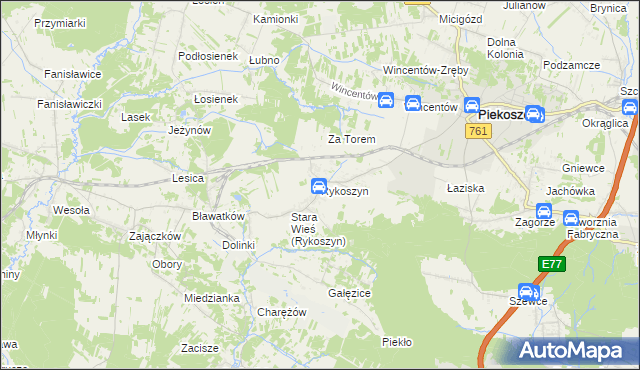 mapa Rykoszyn, Rykoszyn na mapie Targeo