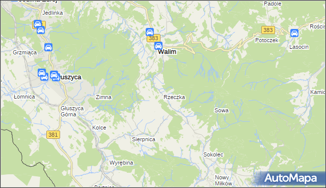 mapa Rzeczka gmina Walim, Rzeczka gmina Walim na mapie Targeo