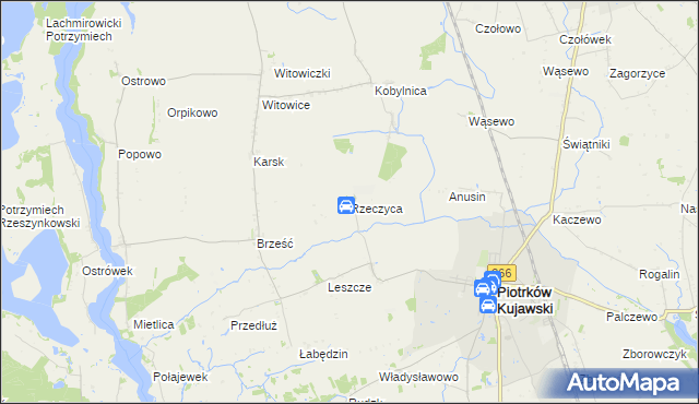mapa Rzeczyca gmina Piotrków Kujawski, Rzeczyca gmina Piotrków Kujawski na mapie Targeo