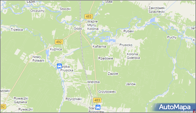 mapa Rzędowie, Rzędowie na mapie Targeo