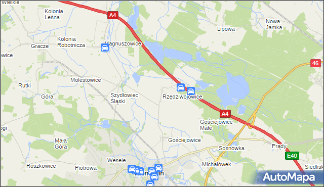 mapa Rzędziwojowice, Rzędziwojowice na mapie Targeo