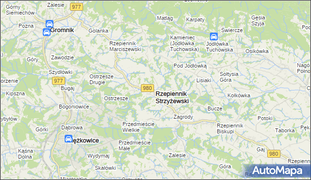 mapa Rzepiennik Strzyżewski, Rzepiennik Strzyżewski na mapie Targeo