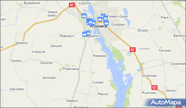 mapa Rzepowo gmina Kruszwica, Rzepowo gmina Kruszwica na mapie Targeo