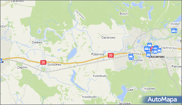 mapa Rzęśnica, Rzęśnica na mapie Targeo