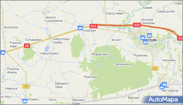 mapa Rzęszkowo, Rzęszkowo na mapie Targeo