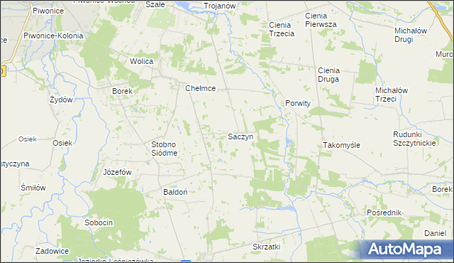 mapa Saczyn, Saczyn na mapie Targeo