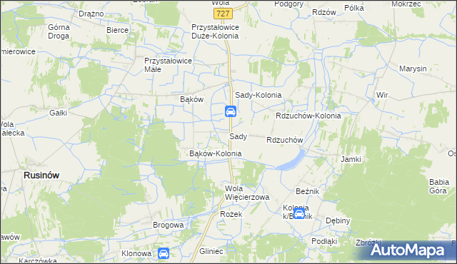 mapa Sady gmina Potworów, Sady gmina Potworów na mapie Targeo