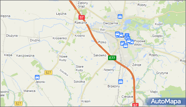 mapa Sakówko, Sakówko na mapie Targeo