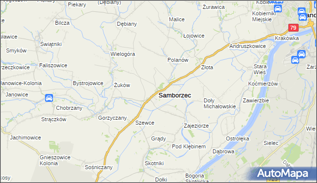 mapa Samborzec, Samborzec na mapie Targeo