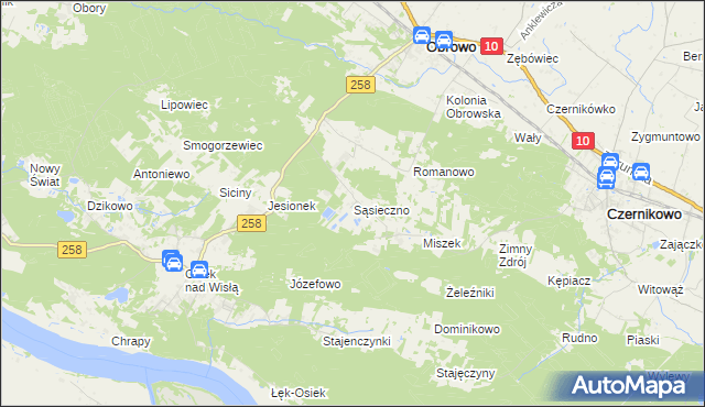 mapa Sąsieczno gmina Obrowo, Sąsieczno gmina Obrowo na mapie Targeo