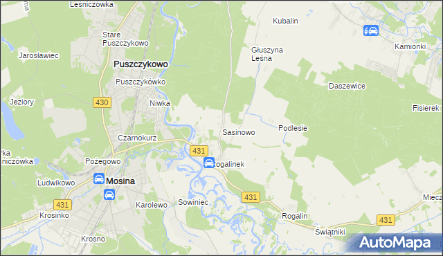 mapa Sasinowo, Sasinowo na mapie Targeo