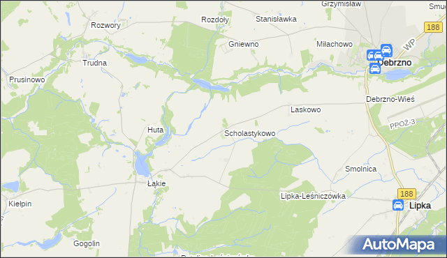 mapa Scholastykowo, Scholastykowo na mapie Targeo