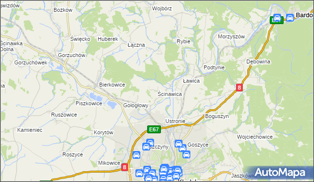 mapa Ścinawica, Ścinawica na mapie Targeo