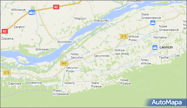 mapa Secyminek, Secyminek na mapie Targeo