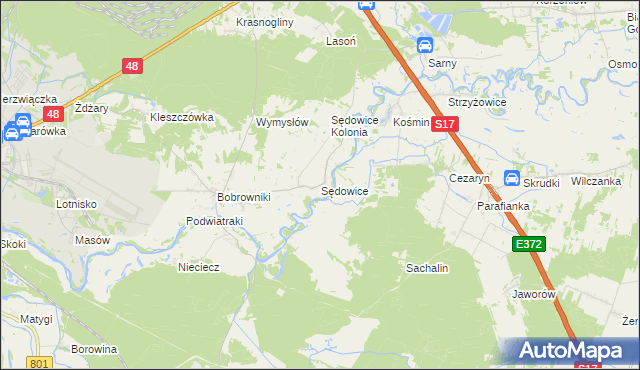 mapa Sędowice gmina Ryki, Sędowice gmina Ryki na mapie Targeo