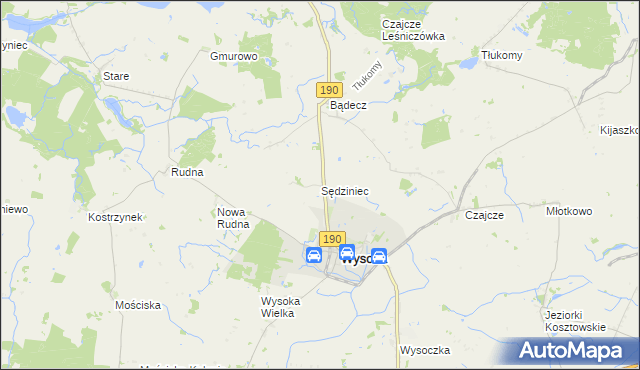 mapa Sędziniec, Sędziniec na mapie Targeo