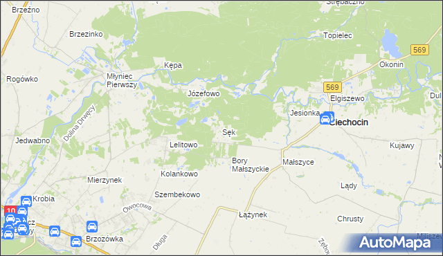 mapa Sęk, Sęk na mapie Targeo