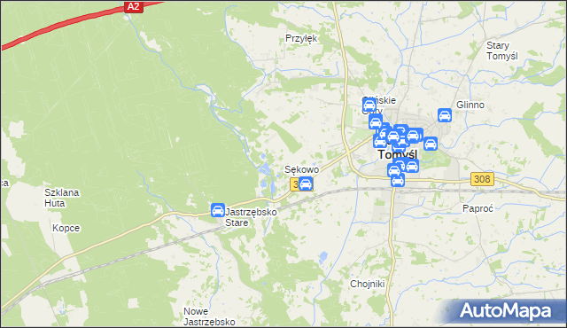 mapa Sękowo gmina Nowy Tomyśl, Sękowo gmina Nowy Tomyśl na mapie Targeo