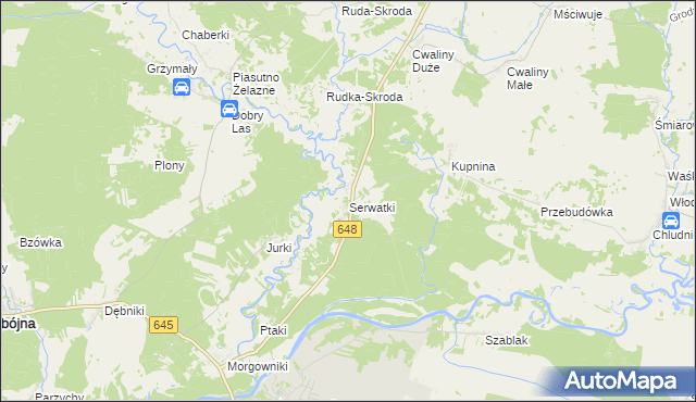mapa Serwatki, Serwatki na mapie Targeo