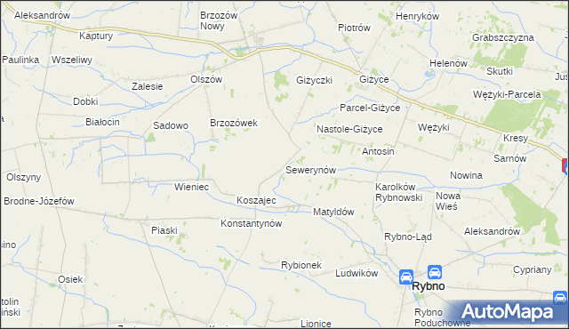 mapa Sewerynów gmina Iłów, Sewerynów gmina Iłów na mapie Targeo