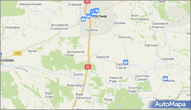 mapa Siąszyce, Siąszyce na mapie Targeo