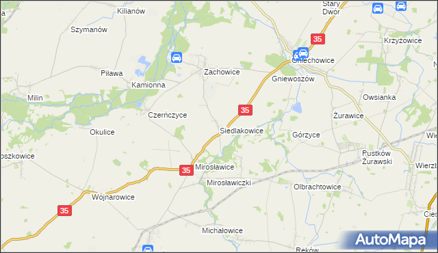 mapa Siedlakowice, Siedlakowice na mapie Targeo