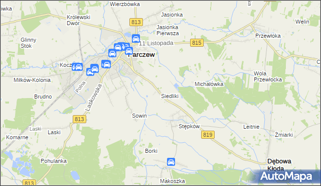 mapa Siedliki, Siedliki na mapie Targeo