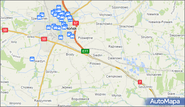 mapa Siedlin, Siedlin na mapie Targeo