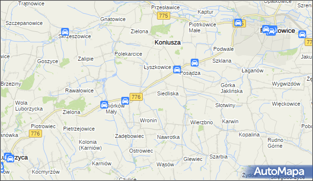 mapa Siedliska gmina Koniusza, Siedliska gmina Koniusza na mapie Targeo