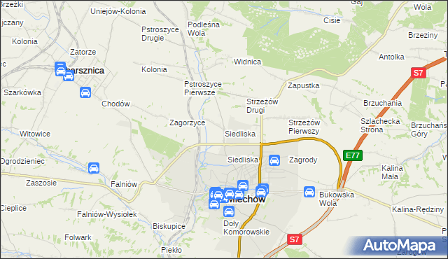 mapa Siedliska gmina Miechów, Siedliska gmina Miechów na mapie Targeo