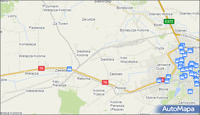 mapa Siedliska gmina Zamość, Siedliska gmina Zamość na mapie Targeo