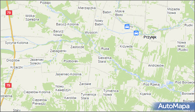 mapa Siekierka Stara, Siekierka Stara na mapie Targeo