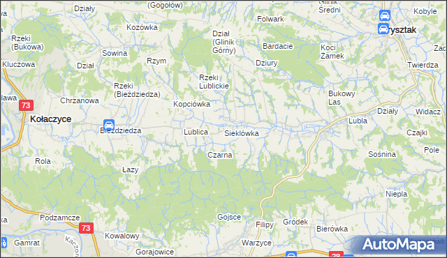 mapa Sieklówka, Sieklówka na mapie Targeo