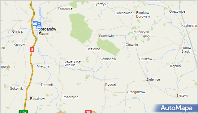 mapa Siemianów gmina Borów, Siemianów gmina Borów na mapie Targeo