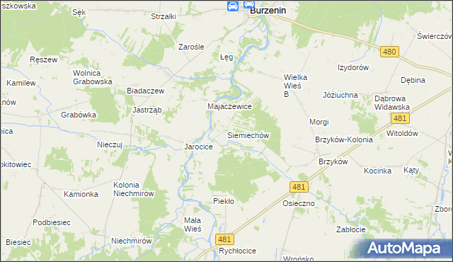 mapa Siemiechów gmina Widawa, Siemiechów gmina Widawa na mapie Targeo