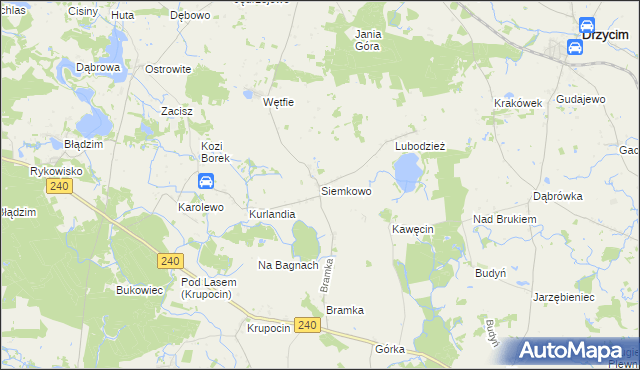 mapa Siemkowo, Siemkowo na mapie Targeo