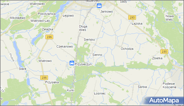 mapa Sienno gmina Wągrowiec, Sienno gmina Wągrowiec na mapie Targeo