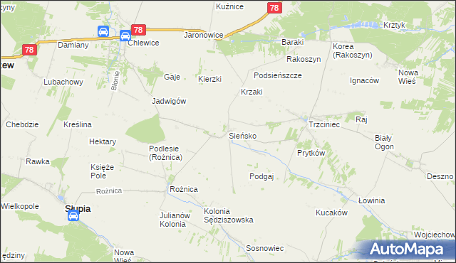 mapa Sieńsko, Sieńsko na mapie Targeo